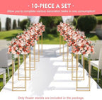 10PCS Wedding Flower Stand, Vases Rack for Birthday Party Decoration Garden Tall Flower Frame Holder for Table Centerpiece Balloon Decor Road Leads Christmas Gift-Gold - Image 2