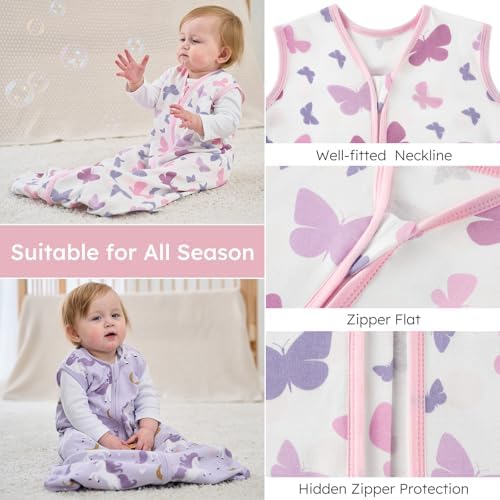 Yoofoss Baby Sleep Sack 0-6 Month 0.5TOG 100% Organic Cotton 2-Way Zipper - Image 5
