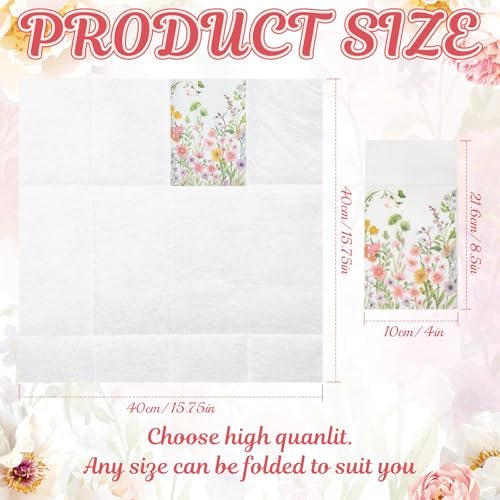 Potchen 100 Pcs Linen Feel Napkins Disposable, Wildflower - Image 3