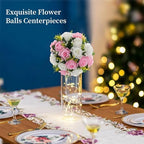 BLOSMON Flower Balls Wedding Centerpieces: 10 Pcs Pink White Fake Roses - Image 4