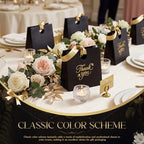 Feifeiya 30 Pcs Thank You Gift Bags with Ribbon Handles 7.87 x 3.54 x 7.09 Inch Paper Candy Gift Bags with Gold Foil Printed for Appreciation Birthday Wedding Bridal Baby Shower Party Favors(Black) - Image 5