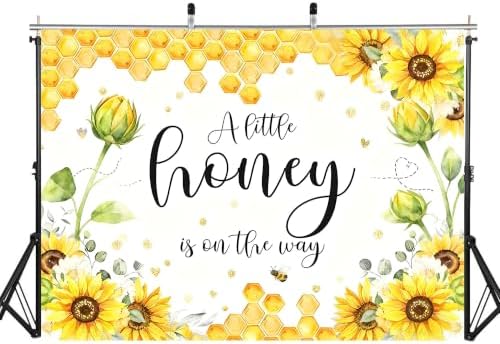 10x8ft Fabric Watercolor Sunflower Honeycomb Backdrop Bee Floral Art Background for Baby Shower Party Decorations Tapestry Photo Studio Props - Image 2