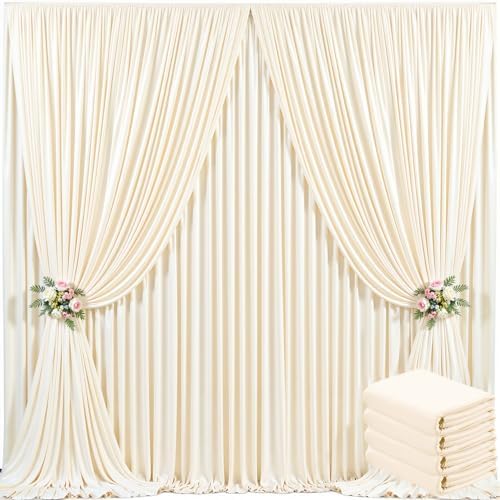 4 Panels Champagne Backdrop Curtain for Baby Shower Wrinkle Free 20ft x 10ft Backdrop Drapes Panels for Parties Wedding Bridal Shower Birthday Photo Photography Fabric Background Decoration by Suppromo