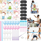 Cinrobiye 6 Set Baby Shower Games Kit Feed the Baby Shower Game with Pacifier Fishing Game, Balloon Baby Bump Limbo Challenge, Blindfold Team Party Activities for Gender Reveal Baby Shower by Cinrobiye