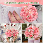 Tigeen 12 Bundles Artificial Flowers Bouquet Silk Peonies, Rose Pink - Image 6