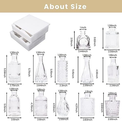 TBWIND Clear Glass Bud Vases Set of 12, Small Vases for Centerpieces - Image 2