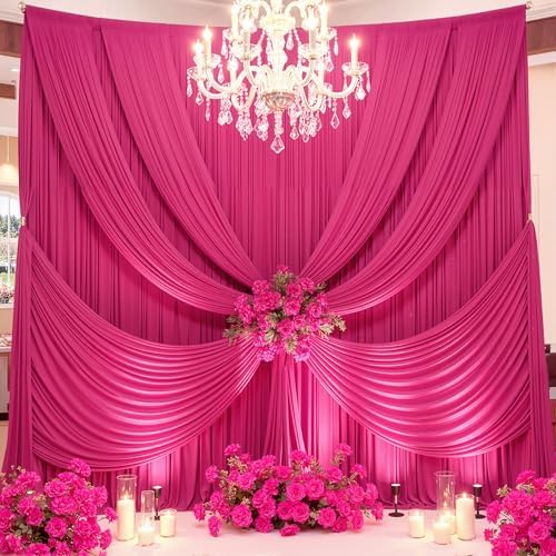 50ft×15ft Hot Pink Backdrop Curtain for Wedding Parties - Image 3