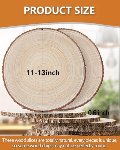 Set of (10) 11-13 Inches Large Wood Slices, Wood Centerpieces for Tables - Image 2