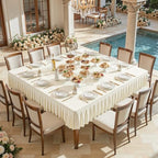 Wish Care 2 Pack Ivory Spandex Tablecloths for 60x60 Inch Square Tables, Stretch Fitted Table Clothes with Pleated Ruffle Skirt for 60” Table, Wrinkle Free and Elastic, for Party Kitchen Home Dining - Image 7