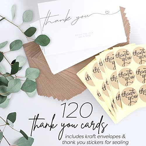 120 Heavyweight Blank Wedding Thank You Cards with Envelopes, Personalized Greetings Gratitude Letter From The New Mr and Mrs, Wedding Thank You Notes with Envelopes & Stickers (4x6 Inches) (120 Pack) - Image 2