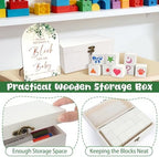 Fayoo 134 Pcs Wood Blocks to Decorate, Wood Games Kit with Wooden Blocks Prediction and Advice Card Clothes Pins Storage Box Game Sign Markers(White) - Image 5