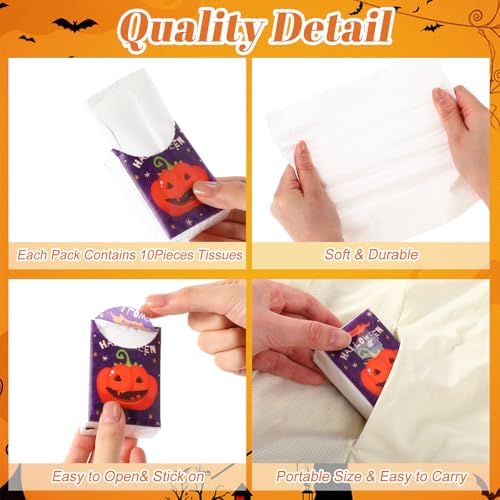 Outus 50 Pack Small Halloween Pocket Tissues Travel Packs Bulk - Image 3