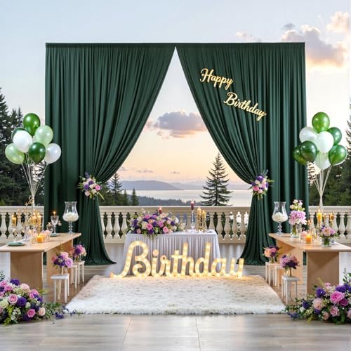 30ftx12ft Hunter Green Backdrop Curtains for Parties, Wrinkle Free Polyester Hunter Green Photo Backdrop Drapes 6 Panels 12 ft Long Back Drop Cloth for Wedding Birthday Photography Background Party - Image 7