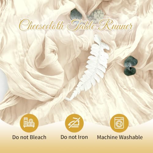 Ivory Boho Cheesecloth Table Runner 12 Pack 17x108 Inch Sheer Gauze - Image 4