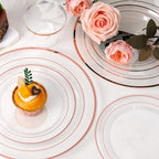 bUCLA 600PCS Clear Rose Gold Plastic Dinnerware Set Disposable - Include 100 Dinner Plates, 100 Dessert Plates, 100 Knives, 100 Forks, 100 Spoons, 100 Cups for Party & Wedding - Image 5