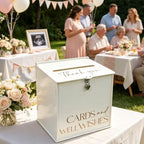 Acrylic Card Box with Lock & Slot, Warmy Cream Wedding Card Boxes for Reception Monetary Envelope Cash Gifts, Large Gift Cards Holder Box for Graduation Bridal Baby Shower Party Supplies - Image 6