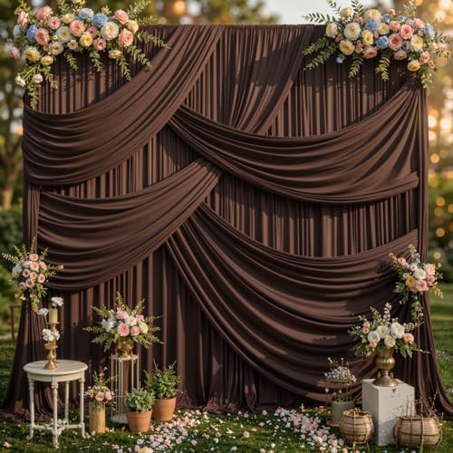 20ft x 10ft Brown Backdrop Curtains, Brown Drapes for Backdrop Fabric - Image 3
