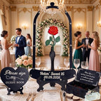 Sweet 16 Quinceañera Guest Book Alternative Red Rose Glass Dome Drop Box - Image 4