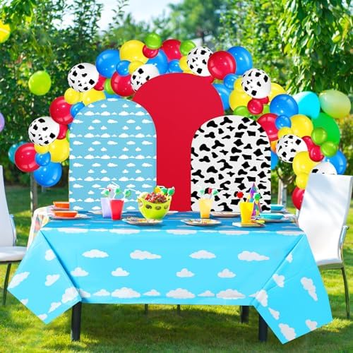 7.2 ft Arch Backdrop Cover Sky Strench Spandex, White Cloud - Image 4