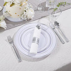 DaYammi 210PCS Silver Plastic Dinnerware Set for 30 Guests - Image 2
