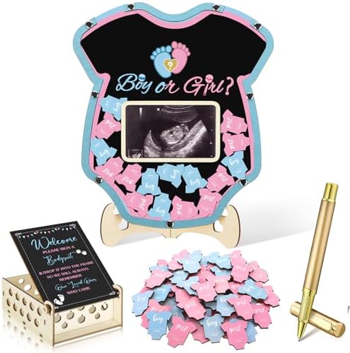 Wenqik 63 Pcs Gender Reveal Baby Shower Guest Book,Blue and Pink by Wenqik