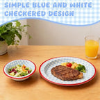100 Pcs Gingham Paper Plates and Bowls Set - 50 Pcs 8.5 Inch Disposable Blue Gingham Plates and 50 Pcs Small Paper Bowls 8 oz Soak Proof, Cut Proof, Microwave Safe Party Supplies - Image 5