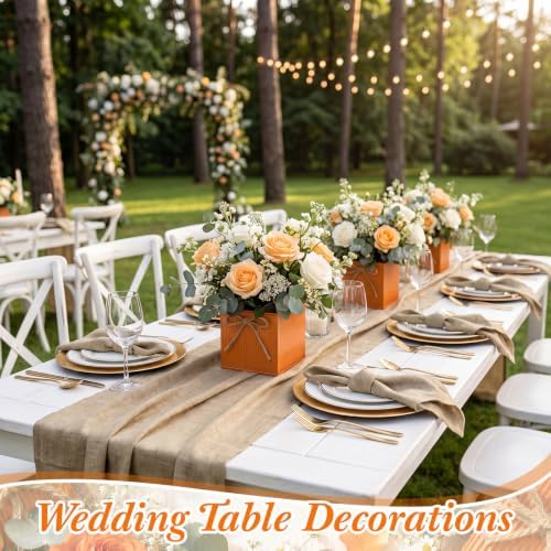 12 Pack Galvanized Square Vases with Floral Foam 3.5 Inch, Orange - Image 6