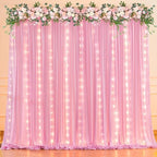 10x10ft Pink Backdrop Curtains with Lights Photo Drapes Wrinkle Free Fabric Backdrop Curtain for Wedding Birthday Party Baby Shower Bridal Shower Home Party Background Decorations - Image 2