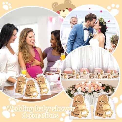 50Pack Bear Bottle Opener Keychain Baby Shower Return Favors for Guests Bear Bottle Opener with Organza Bags Tags for Birthday Wedding Decoration Return Gift Souvenirs - Image 6