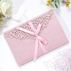 Pink Laser Cut Wedding Invitations 25pcs Tri-Fold Wedding Invitation Kit - Image 6
