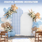 Tegeme 2 Set Gingham Arch Backdrop Cover 7.2ft 6.6ft Arch Cover, Blue,White - Image 5