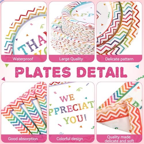 Pickmesh 400 Pcs Thank You Party Plates and Napkin Decoration Serve 50 - Image 3