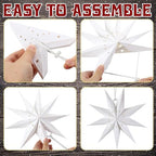 Youyole 12 Set Christmas Paper Star Lantern with Lights, 9 Pointed - Image 4