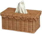 BEBE BASK Handwoven Scalloped Rectangle Tissue Box Cover (8.6 × 5 × 4 in) by BEBEBASK%C2%AE