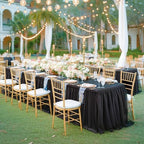 Black Table Cloth Rectangle 6ft, Black Tulle Table Skirt Table Cover 6 Foot Rectangle Table Desk Skirt Birthday Party Wedding Banquet Tablecloth Buffet Fabric Elastic Stretch Fitted Ruffle Tablecloth - Image 2
