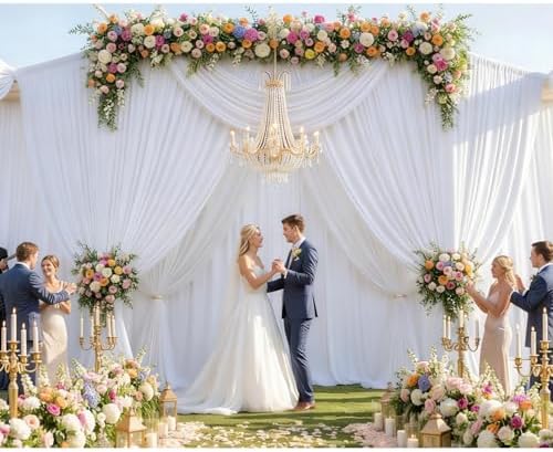 30ft x 15ft White Backdrop Curtains for Wedding Parties, Wrinkle Free Silky Polyester 6 Panels 15 ft Long Photo Backdrop Drapes Back Drop Cloth Drapery for Birthday Photography Background Curtain - Image 6