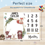 Custom Name Baby Milestone Blanket - Baby Milestone Monthly Blanket with Double Sided for Boy Girl Baby Photography Props - Bear Print Gifts for Kids Infant (FixedSize) - Image 3