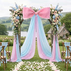 39x70 Inch Extra Large Pink and Blue Bows, Giant Tulle Bow Gender Reveal Backdrop Decorations, Boy or Girl Baby Shower Party Arch Wall Hanging (Pink and Blue) - Image 6