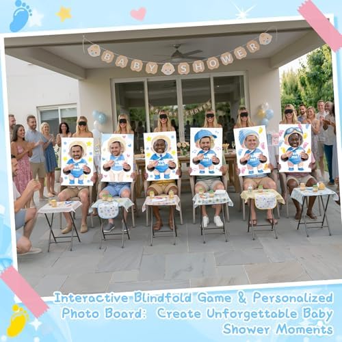 6 Sets Blindfolded Feed Me Shower Games Feed The Funny Blindfolded Food Feeding Board Gender Reveal Game Activities for Guests Photo Booth Props Family Reunion Party Supplies(male) - Image 6