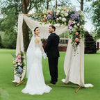 Wedding Arch Backdrop Stand Square 6.6x6.6FT Gold Balloon Arch Stand Garden Arbor Backdrop Frame for Wedding Party Birthday Baby Shower Photo Booth Background Decoration - Image 3