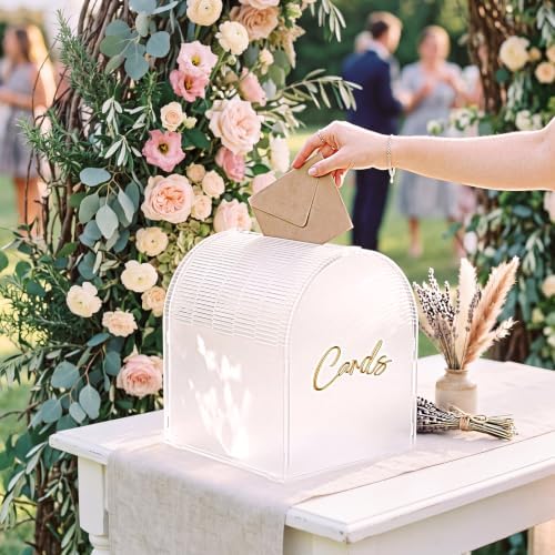 BreezeHug Frosted Clear Arched Acrylic Wedding Card Box with 3D Cards Letters, Modern Card Holder with Slot for Reception, Bridal Shower, Baby Shower, Birthday Party - Image 3