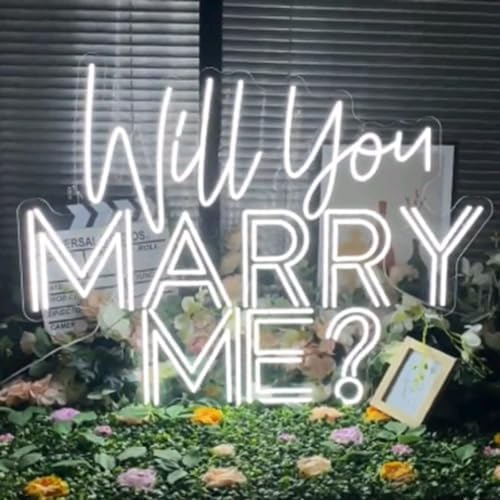 Large Will You Marry Me? Neon Sign - Custom Wedding Neon Sign LED Light Home Wall Decor - Personalized Gift - Size: 23x17.5inches - Image 4