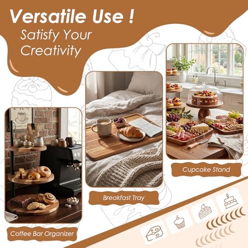 Arttown Acacia Wood Cake Stand Dessert Table Display Set of 5 - Image 7