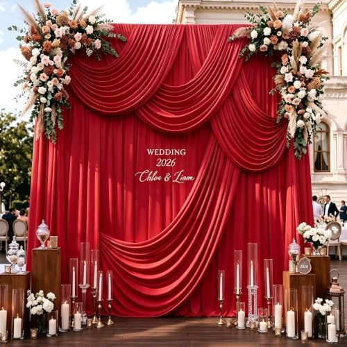 10ftx14ft Red Backdrop Curtain for Wedding Parties by PartyVillage