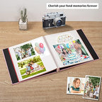 Large Photo Album Self Adhesive 4x6 5x7 6x8 8x10 Pictures Scrapbook Magnetic Album DIY Scrap Book 60 Sticky Pages Linen Cover DIY Photo Album with A Metallic Pen and DIY Accessories(Pink) - Image 2