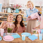 Kochorie 350 Pieces Gender Reveal Dinnerware Set, 7 & 9 inch Light Pink Light Blue Paper Plates Cups Napkins Plastic Cutlery Disposable Party Supplies for Birthday Baby Shower, Serve 50 Guests - Image 6
