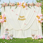 Ivory Backdrop Curtain for Wedding Parties Wrinkle Free Ivory Photo Curtains Backdrop Drapes Fabric Decoration for Baby Shower Photoshoot 5ft x 8ft,2 Panels - Image 5