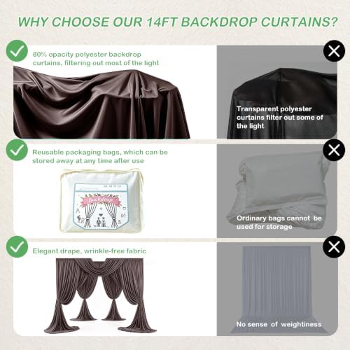 20ftx14ft Brown Backdrop Curtain for Wedding Parties - Image 4
