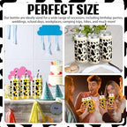 Chuangdi 24 Set 14 oz Cow Theme Plastic Bottle with Straws and Metal Lids 24 Plastic Milk Water Bottle 25 Paper Straws Tumbler Reusable Jar Containers for Cow Party Favor Baby Shower Birthday Supplies - Image 6