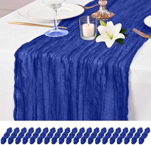 20 Pack Royal Blue Table Runners 17 x 108inch Cheesecloth Table Runner Rustic Boho Gauze Sheer Fabric Cheese Cloth Table Runner for Wedding Party Bridal Baby Shower Birthday Spring Table Decor by Lumaycens
